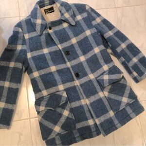 Sears vintage The mens shop blue plaid wool lined trench.  Cool vintage piece!